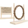 Agility set pro hlodavce – překážka, kruh, dřevo/proutí,  28 × 26 × 12 cm